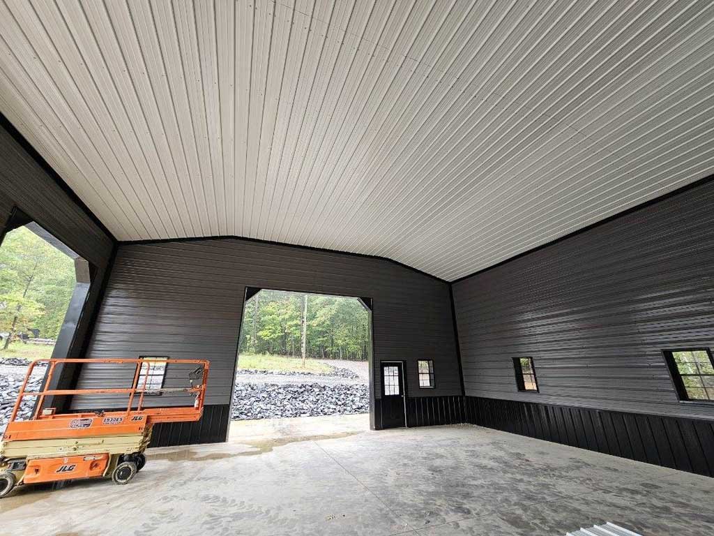 Garage bay with new spray foam installation in Lake Norman
